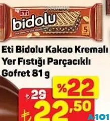 ETİ BİDOLU KAKAO KREMALI YERFISTIĞI PARÇACIKLI GOFRET 81 G